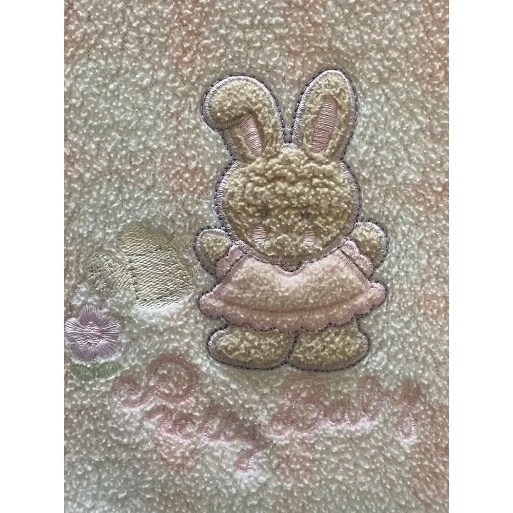 Vintage Simply Basic Pink White Plaid Fleece Pretty Baby Rabbit Security Blanket